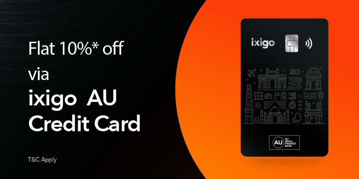 Flat 10% off via ixigo - AU Bank Credit Card