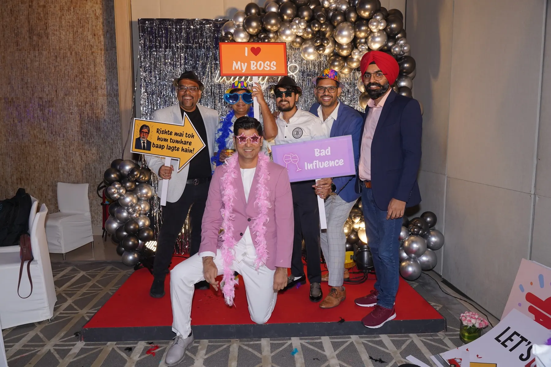 Team photo booth moment at an AbhiBus celebration