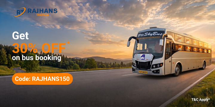 Get 30% OFF Up to Rs.150 on Raj Hans Travels Bus Bookings Get 30% OFF Up to Rs.150 on Raj Hans Travels Bus Bookings