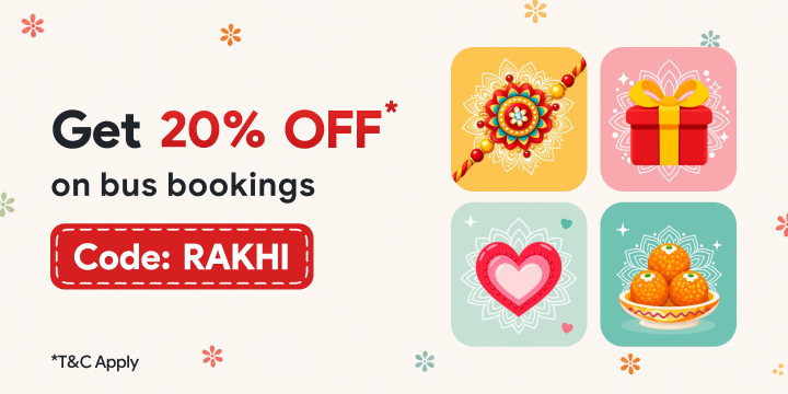 Get 20% OFF Up to Rs.250 + 20% Cashback Up to Rs.250 on Bus Bookings