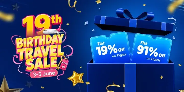 Get 19% OFF on Flights + 91% OFF on Hotels