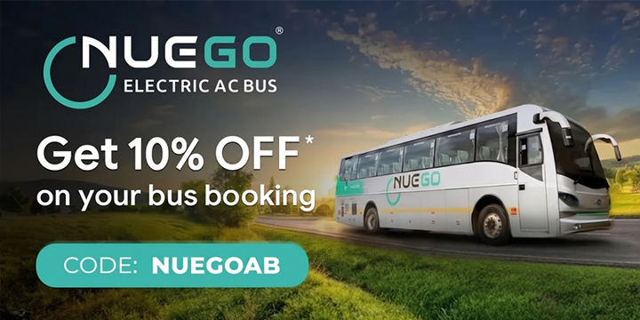 Get 10% OFF* on Nuego Bus bookings Get 10% OFF* on Nuego Bus bookings