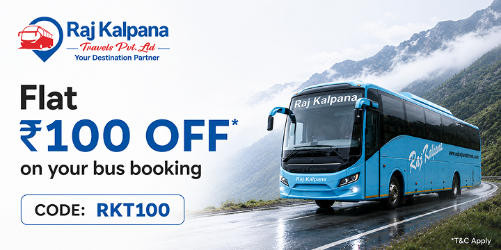 Get Flat ₹100 OFF on Raj Kalpana Bus Bookings