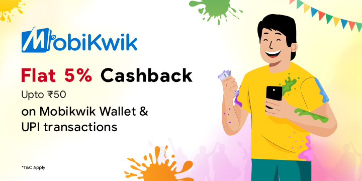 Get 5% up to 50 cashback with MobiKwik 