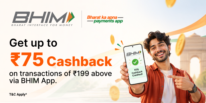Get up to ₹75 instant cashback with BHIM App 