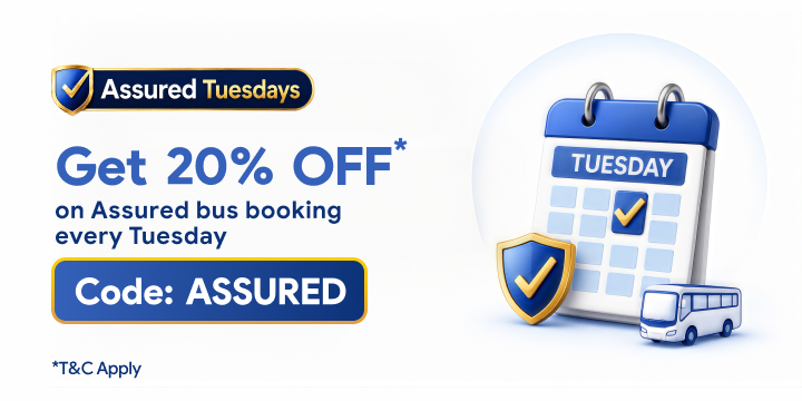 Get 20% OFF Up To Rs.250 + 20% Cashback Up To Rs.250 on Assured Bus Bookings