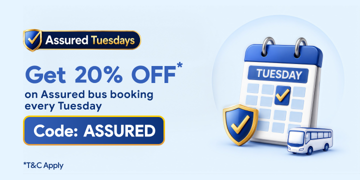 Get 20% OFF Up To Rs.250 + 20% Cashback Up To Rs.250 on Assured Bus Bookings