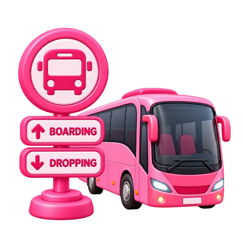Illustration of a boarding point marked with a location pin