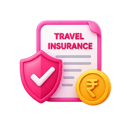 Illustration of a travel insurance document with a shield