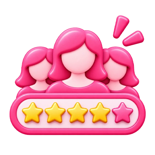 Illustration of women with a five-star rating bar